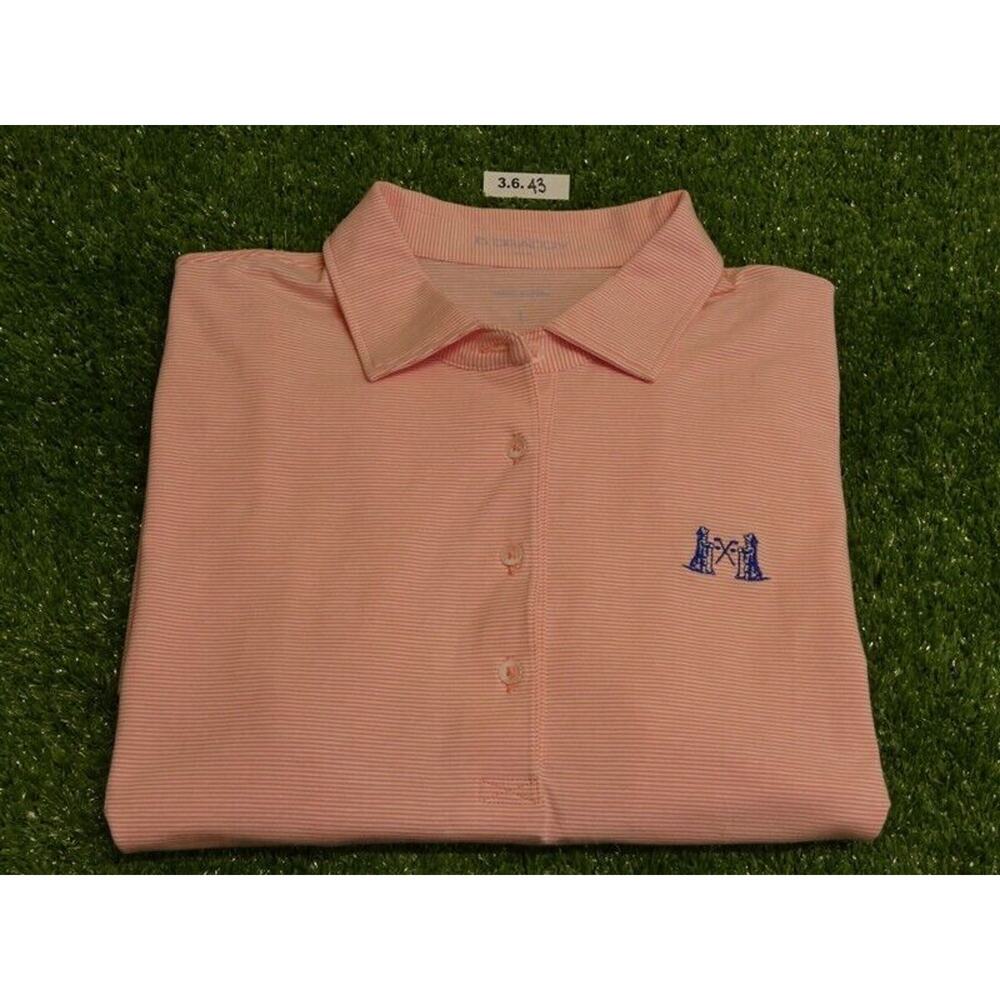 B Draddy Womens Margie Stripe Golf Shirt NGLA Logo Pink/White Large